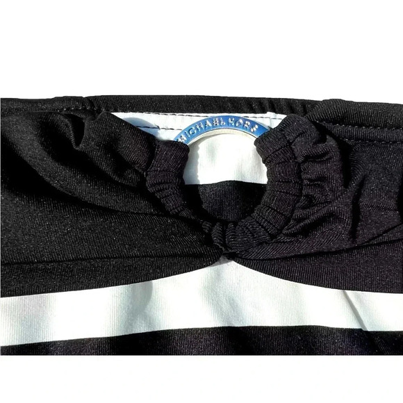 Michael Kors Womens Logo Ring Hardware Stripe Bikini Bottom Black/White Small - Picture 11 of 12
